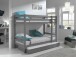 Etagenbett >PINO< in Kiefer massiv grau lackiert - 210x161x105 (BxHxT)