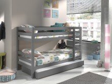 Etagenbett >PINO< in Kiefer massiv grau lackiert - 210x140x105 (BxHxT)