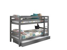Etagenbett >PINO< in Kiefer massiv grau lackiert -...