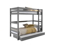 Etagenbett >PINO< in Kiefer massiv grau lackiert -...