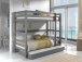 Etagenbett >PINO< in Kiefer massiv grau lackiert - 210x161x105 (BxHxT)