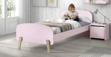 Kinderbett >KIDDY< in rosa aus Massiv Kiefer und MDF - 205,5x72,5x95cm (BxHxT)