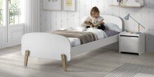 Kinderbett >KIDDY< in weiß aus Massiv Kiefer und MDF - 205,5x72,5x95cm (BxHxT)