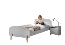 Kinderbett >KIDDY< in hellgrau aus Massiv Kiefer...