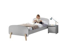 Kinderbett >KIDDY< in hellgrau aus Massiv Kiefer...