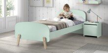 Kinderbett >KIDDY< in mintgrün aus Massiv Kiefer und MDF - 205,5x72,5x95 (BxHxT)