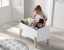 Kinderbett >KIDDY< in weiß aus Massiv Kiefer und MDF - 205,5x72,5x95cm (BxHxT)