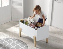 Kinderbett >KIDDY< in weiß aus Massiv Kiefer und MDF - 205,5x72,5x95cm (BxHxT)