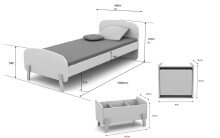 Kinderbett >KIDDY< in weiß aus Massiv Kiefer und MDF - 205,5x72,5x95cm (BxHxT)