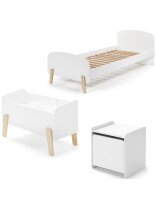 Kinderbett >KIDDY< in weiß aus Massiv Kiefer und MDF - 205,5x72,5x95cm (BxHxT)