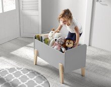 Kinderbett >KIDDY< in hellgrau aus Massiv Kiefer und MDF - 205,5x72,5x95 (BxHxT)