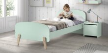 Kinderbett >KIDDY< in mintgrün aus Massiv Kiefer und MDF - 205,5x72,5x95 (BxHxT)
