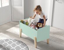 Kinderbett >KIDDY< in mintgrün aus Massiv Kiefer und MDF - 205,5x72,5x95 (BxHxT)