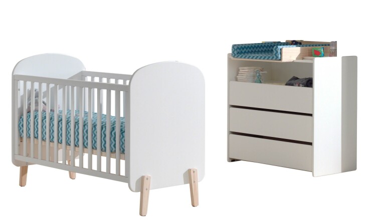Babyzimmer-Komplettset >KIDDY< in Weiß - 129x94x68 (BxHxT)