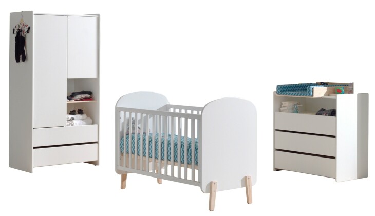 Babyzimmer-Komplettset >KIDDY< in Weiß - 129x94x68 (BxHxT)