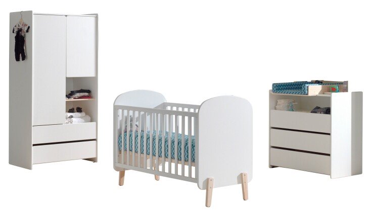 Babyzimmer-Komplettset >KIDDY< in Weiß - 129x94x68 (BxHxT)
