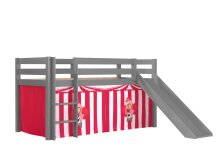 Spielbett >PINO< in Kiefer massiv grau lackiert -...