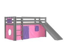 Spielbett >PINO< in Kiefer massiv grau lackiert -...