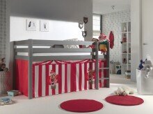 Spielbett >PINO< in Kiefer massiv grau lackiert - 210x114x106 (BxHxT)