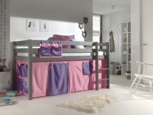 Spielbett >PINO< in Kiefer massiv grau lackiert -...