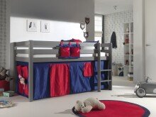 Spielbett >PINO< in Kiefer massiv grau lackiert - 210x114x106 (BxHxT)