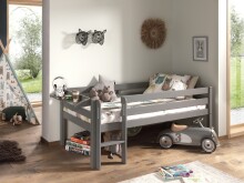 Spielbett >PINO< in Grau - 207,6x83x104,9 (BxHxT)