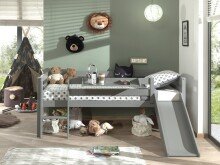 Spielbett >PINO< in Grau - 207,6x83x175 (BxHxT)