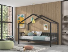 Hausbett >DALLAS< in Anthrazit aus Massive Kiefer - 210x170x97cm (BxHxT)
