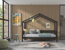 Hausbett >DALLAS< in Anthrazit aus Massive Kiefer - 210x170x97cm (BxHxT)