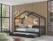 Hausbett >DALLAS< in Anthrazit aus Massive Kiefer - 210x170x97cm (BxHxT)