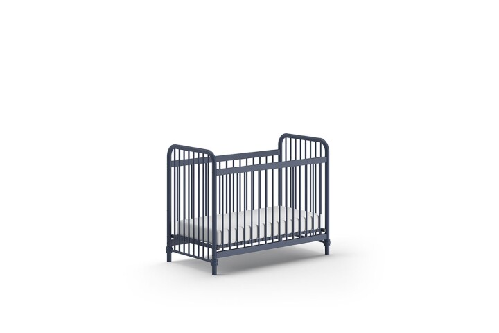Babybett >BRONXX< in Blau matt aus Metall - 130,7x102,2x71cm (BxHxT)