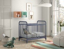 Babybett >BRONXX< in Blau matt aus Metall -...