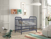 Babybett >BRONXX< in Blau matt aus Metall - 130,7x102,2x71cm (BxHxT)