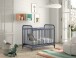 Babybett >BRONXX< in Blau matt aus Metall - 130,7x102,2x71cm (BxHxT)