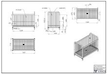 Babybett >BRONXX< in Weiss matt aus Metall - 130,7x102,2x71cm (BxHxT)