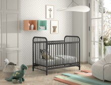 Babybett >BRONXX< in Schwarz matt aus Metall -...