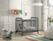 Babybett >BRONXX< in Schwarz matt aus Metall -...