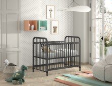 Babybett >BRONXX< in Schwarz matt aus Metall - 130,7x102,2x71cm (BxHxT)