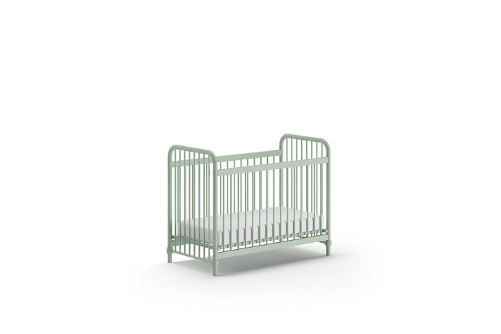 Babybett >BRONXX< in Grün matt aus Metall - 130,7x102,2x71cm (BxHxT)