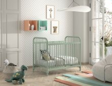 Babybett >BRONXX< in Grün matt aus Metall -...