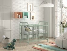Babybett >BRONXX< in Grün matt aus Metall - 130,7x102,2x71cm (BxHxT)