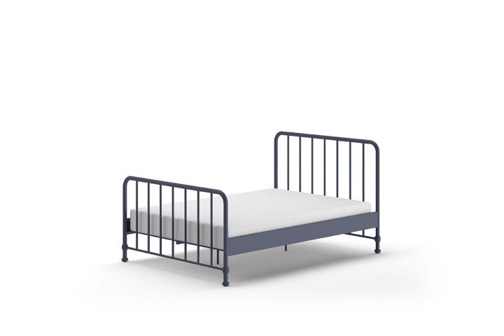 Metallbett >BRONXX< in Blau matt aus Metall - 146,5x110x207cm (BxHxT)