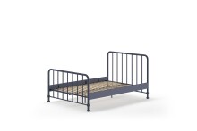 Metallbett >BRONXX< in Blau matt aus Metall - 146,5x110x207cm (BxHxT)
