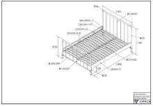 Metallbett >BRONXX< in Blau matt aus Metall - 146,5x110x207cm (BxHxT)