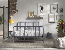 Metallbett >BRONXX< in Blau matt aus Metall -...