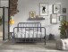 Metallbett >BRONXX< in Blau matt aus Metall - 146,5x110x207cm (BxHxT)