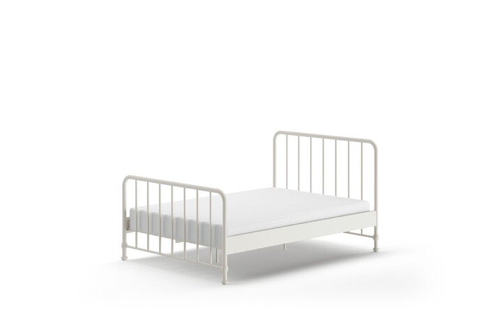 Metallbett >BRONXX< in Weiss matt aus Metall - 146,5x110x207cm (BxHxT)