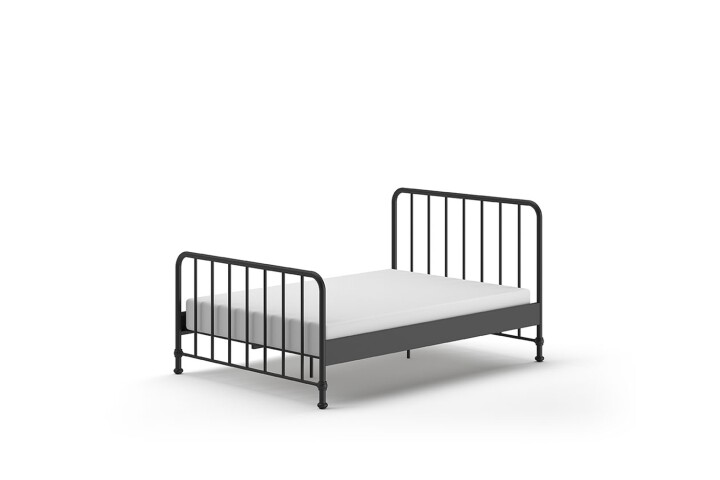 Metallbett >BRONXX< in Schwarz matt aus Metall - 146,5x110x207cm (BxHxT)