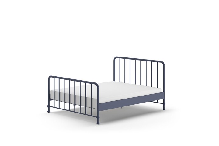 Metallbett >BRONXX< in Blau matt aus Metall - 166,5x110x207cm (BxHxT)