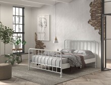 Metallbett >BRONXX< in Weiss matt aus Metall - 166,5x110x207cm (BxHxT)